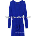 12STC0722 cable knit long dress royal blue sweater